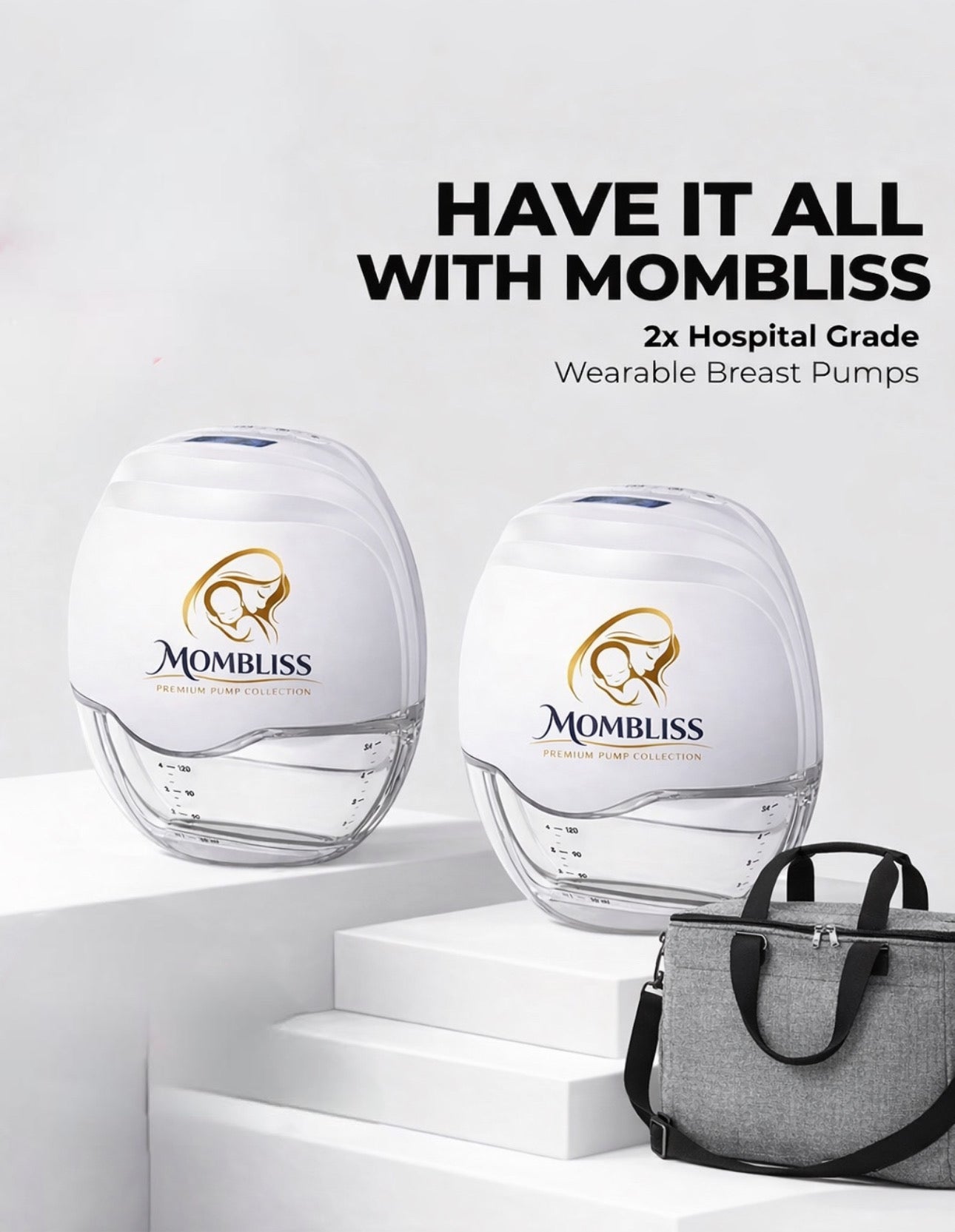 Double wearable breastpump + pump bag